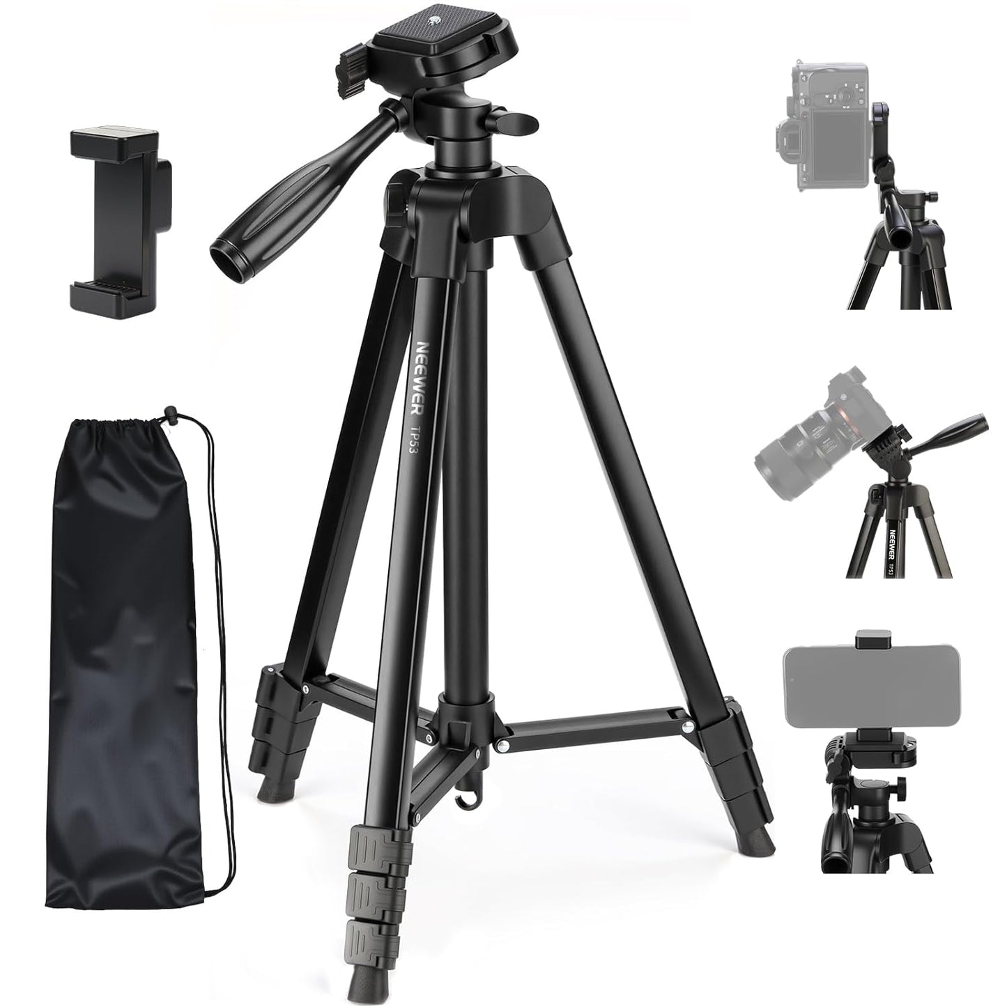 NEEWER Camera Tripod TP53 Lightweight Stand with Phone Holder