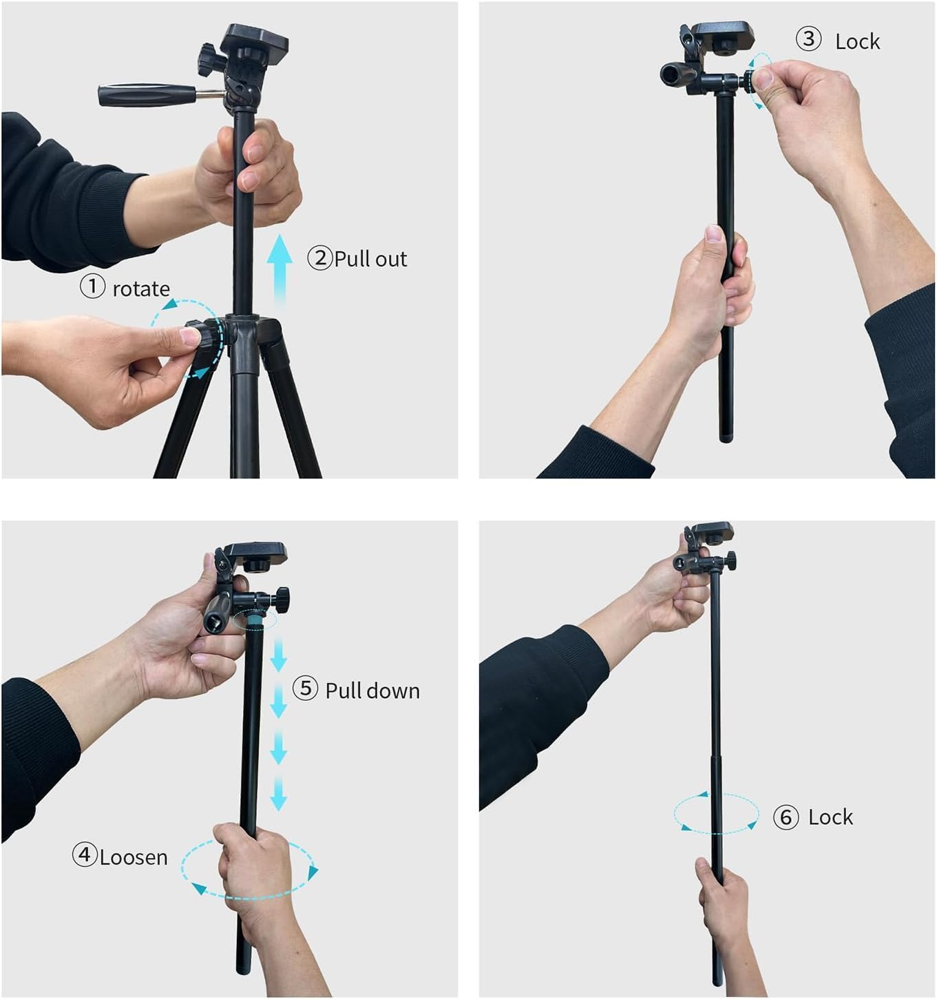 Camera Tripod 71″ Aluminum Tall Stand with Remote & Phone Holder