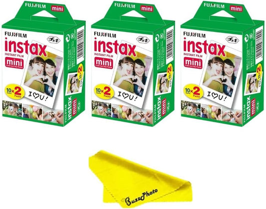 Fujifilm Instax Mini Instant Camera Film + Boomph’s Ultimate Performance Cloth – Capture Memories Anytime, Anywhere