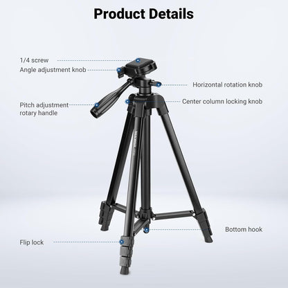 NEEWER Camera Tripod TP53 Lightweight Stand with Phone Holder