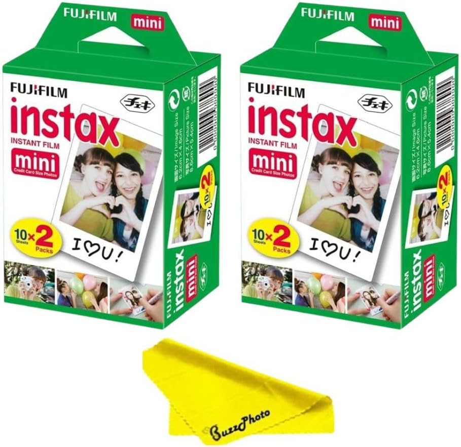 Fujifilm Instax Mini Instant Camera Film + Boomph’s Ultimate Performance Cloth – Capture Memories Anytime, Anywhere