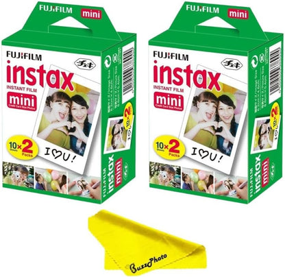 Fujifilm Instax Mini Instant Camera Film + Boomph’s Ultimate Performance Cloth – Capture Memories Anytime, Anywhere