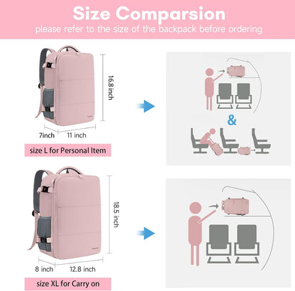 Taygeer Travel Backpack Pink Carry-On Laptop Bag 15.6" TSA Approved