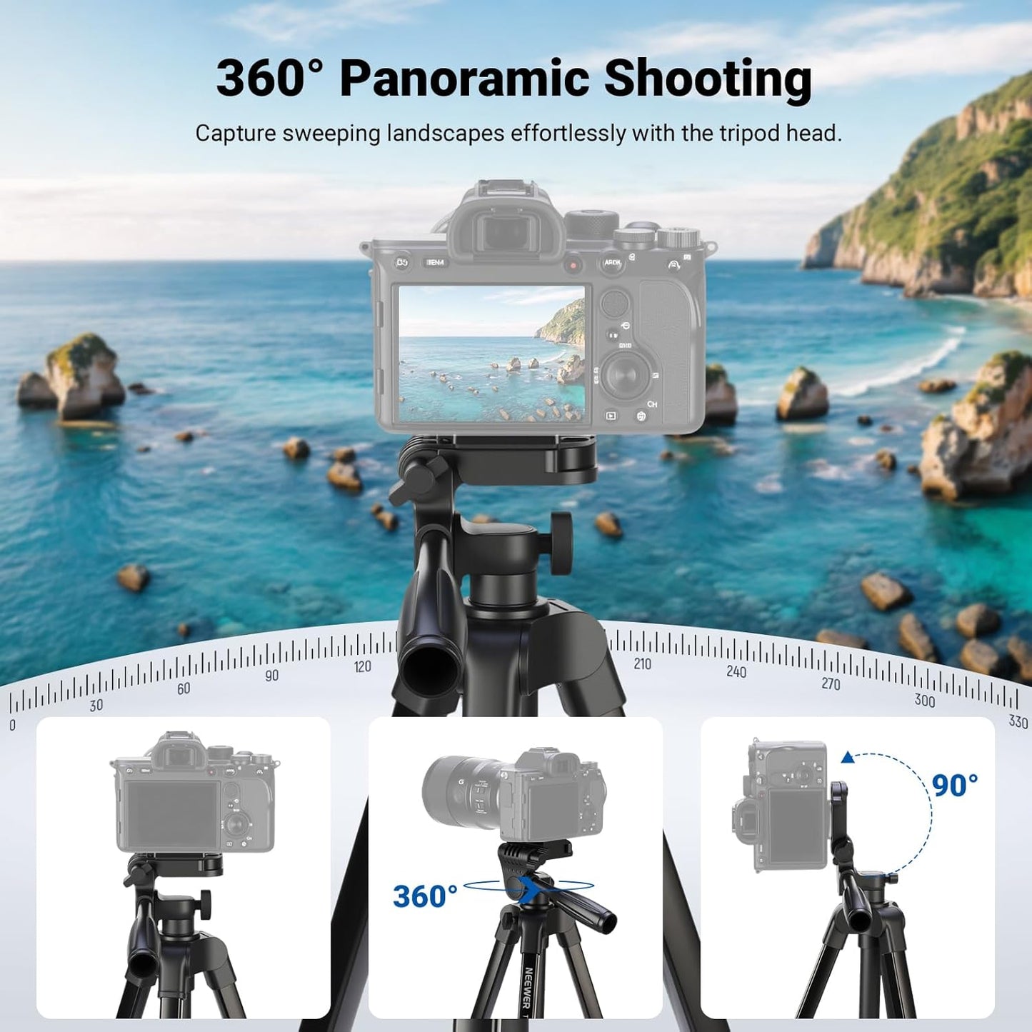 NEEWER Camera Tripod TP53 Lightweight Stand with Phone Holder