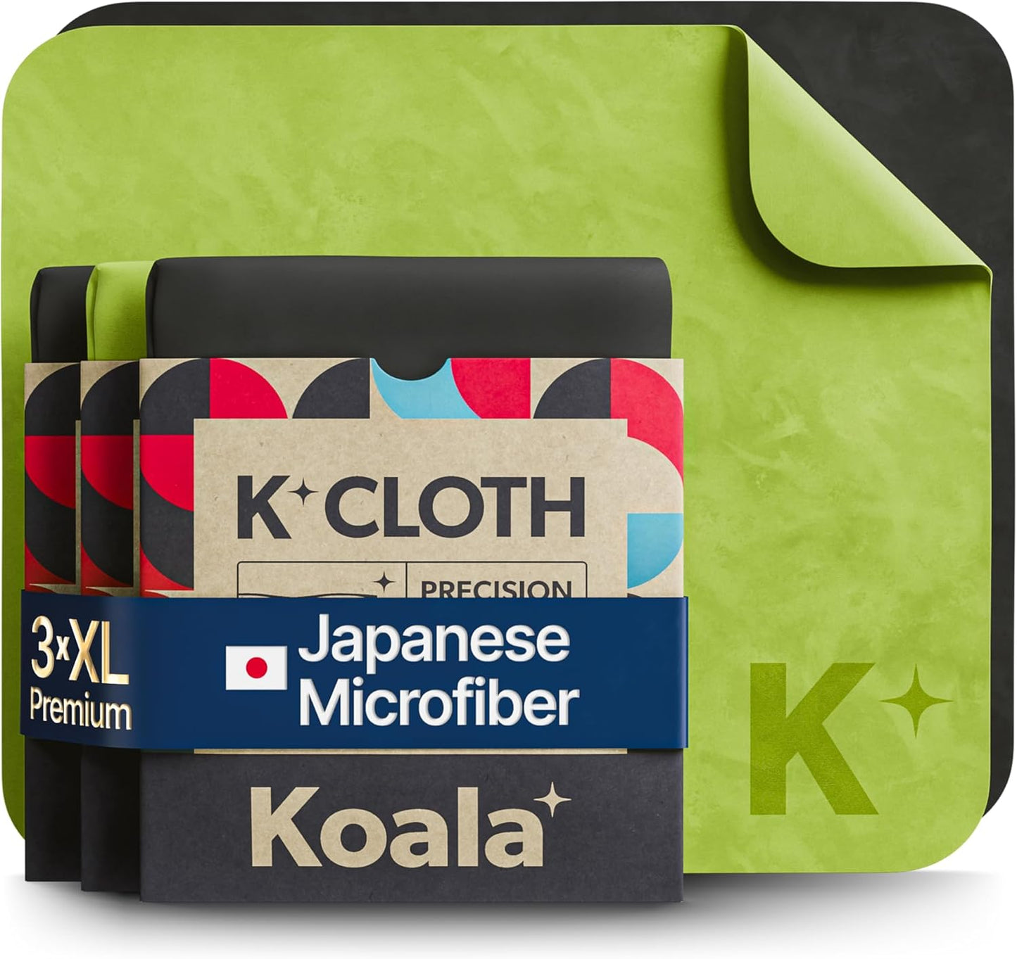 Koala Japanese Microfiber Lens Cleaning Cloth Pack of 6 – Premium Eyeglass, Camera, VR/AR Headset & Screen Cleaner Cloths Black & Green