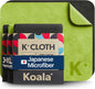 Koala Japanese Microfiber Lens Cleaning Cloth Pack of 6 – Premium Eyeglass, Camera, VR/AR Headset & Screen Cleaner Cloths Black & Green