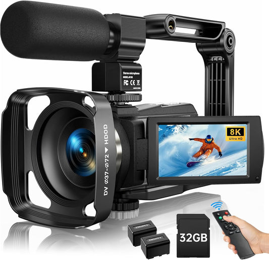 8K Vlogging Camera Camcorder WiFi 18X Zoom Night Vision