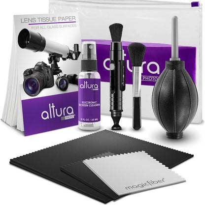 Altura Photo Camera Cleaning Kit - Camera Photography Accessories (Air Blower, Brush, Pen, Lens Cleaner Spray, Microfiber Cleaning Cloths, Tissue Wipes) for Canon Nikon ZR Sigma Tamron Sony Pentax