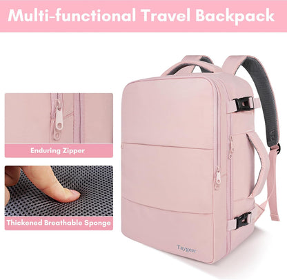 Taygeer Travel Backpack Pink Carry-On Laptop Bag 15.6" TSA Approved