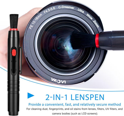 Professional Camera Cleaning Kit for DSLR & Mirrorless Cameras – Complete Lens & Sensor Cleaning Set with Lens Pen, Air Blower, Brush & Cleaning Solution