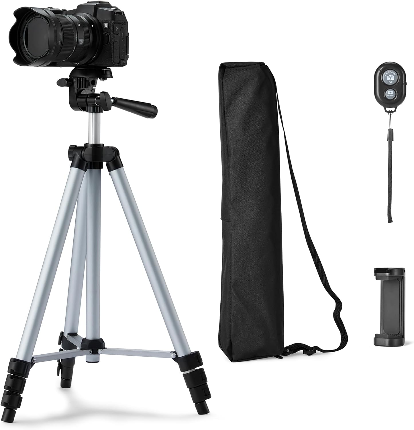 Amazon Basics 50-inch Lightweight Portable Camera Mount Tripod Stand with Bag, for Travel Photography, Champagne