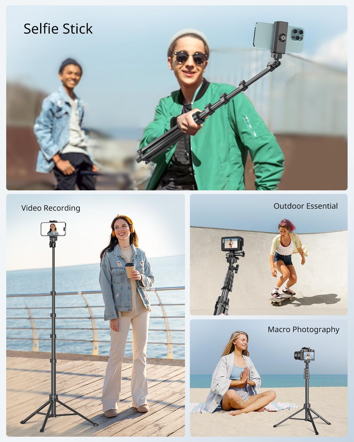 Sensyne 62" Phone Tripod Selfie Stick with Remote Extendable Stand