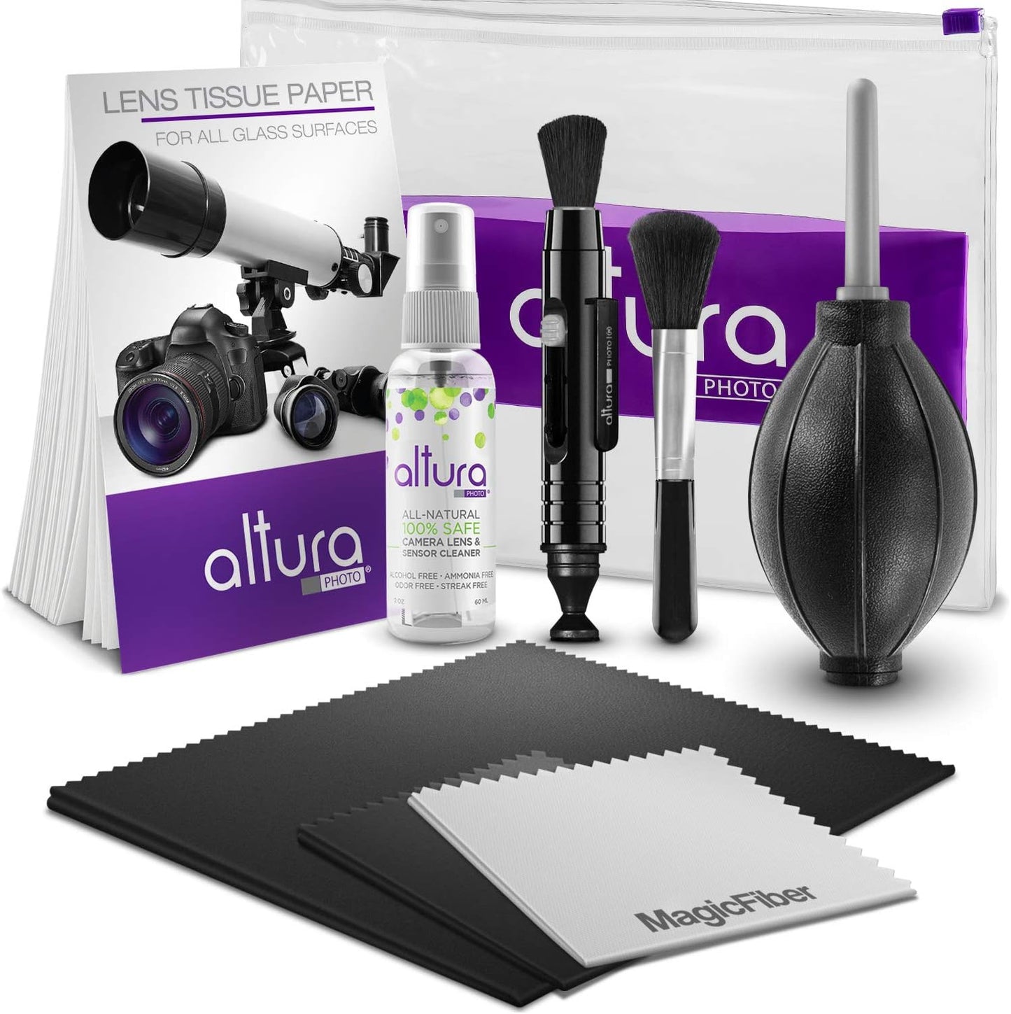 Altura Photo Camera Cleaning Kit - Camera Photography Accessories (Air Blower, Brush, Pen, Lens Cleaner Spray, Microfiber Cleaning Cloths, Tissue Wipes) for Canon Nikon ZR Sigma Tamron Sony Pentax