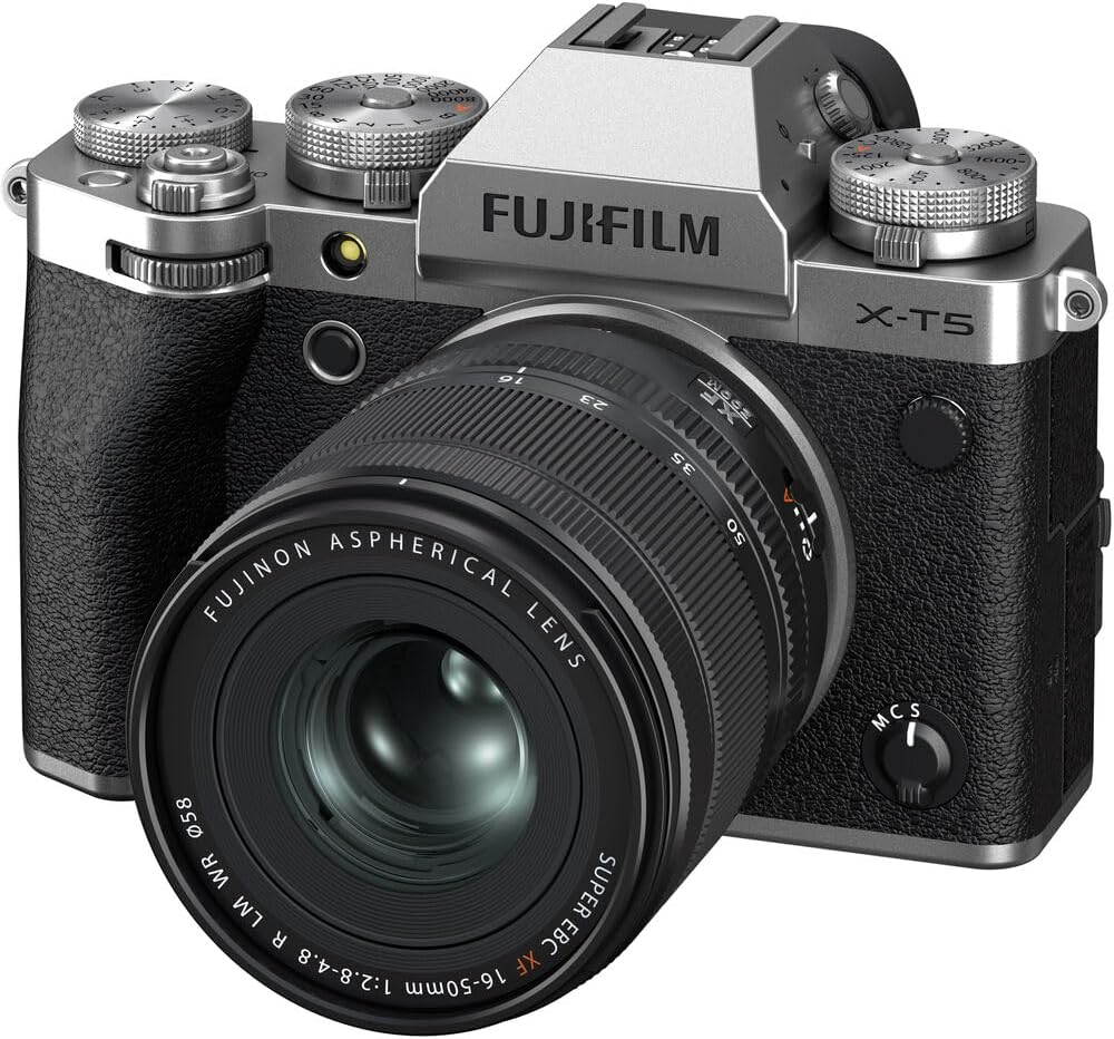 Fujifilm X-T5 Professional Compact Digital Mirrorless Camera with XF 16-50mm f/2.8-4.8 Lens Kit Bundle with 64GB UHS-II SDXC Memory Card + Vlogging Tripod + Travel Bag + More (Silver)
