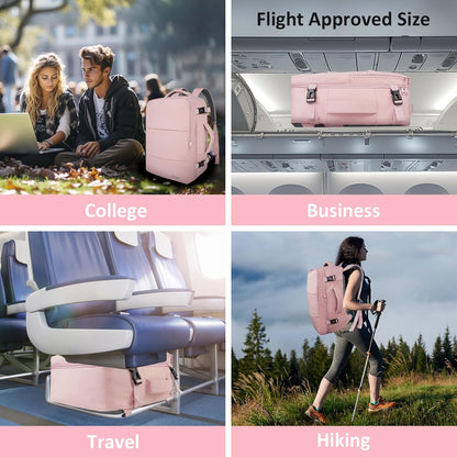 Taygeer Travel Backpack Pink Carry-On Laptop Bag 15.6" TSA Approved