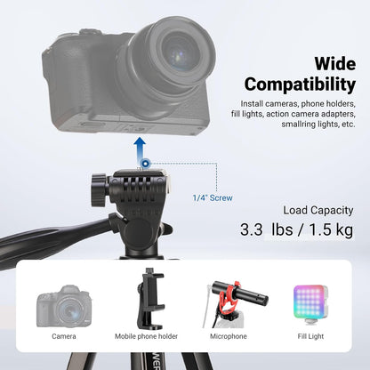 NEEWER Camera Tripod TP53 Lightweight Stand with Phone Holder