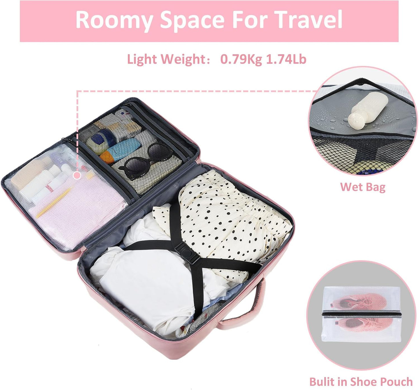 Taygeer Travel Backpack Pink Carry-On Laptop Bag 15.6" TSA Approved