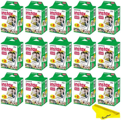 Fujifilm Instax Mini Instant Camera Film + Boomph’s Ultimate Performance Cloth – Capture Memories Anytime, Anywhere