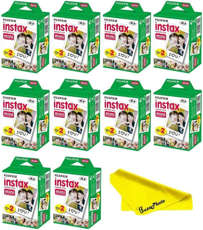 Fujifilm Instax Mini Instant Camera Film + Boomph’s Ultimate Performance Cloth – Capture Memories Anytime, Anywhere