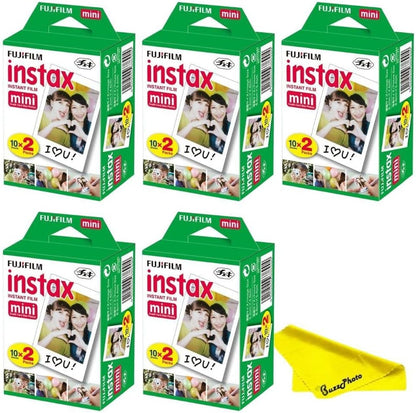 Fujifilm Instax Mini Instant Camera Film + Boomph’s Ultimate Performance Cloth – Capture Memories Anytime, Anywhere