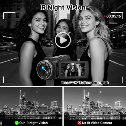 8K Vlogging Camera Camcorder WiFi 18X Zoom Night Vision