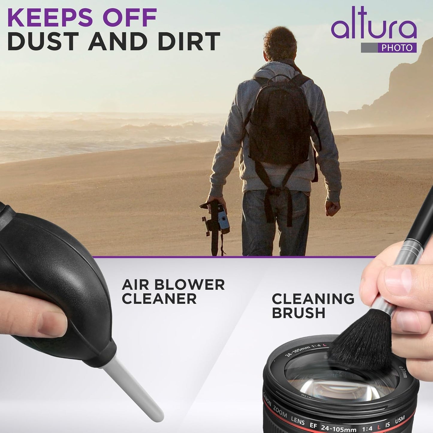 Altura Photo Camera Cleaning Kit - Camera Photography Accessories (Air Blower, Brush, Pen, Lens Cleaner Spray, Microfiber Cleaning Cloths, Tissue Wipes) for Canon Nikon ZR Sigma Tamron Sony Pentax