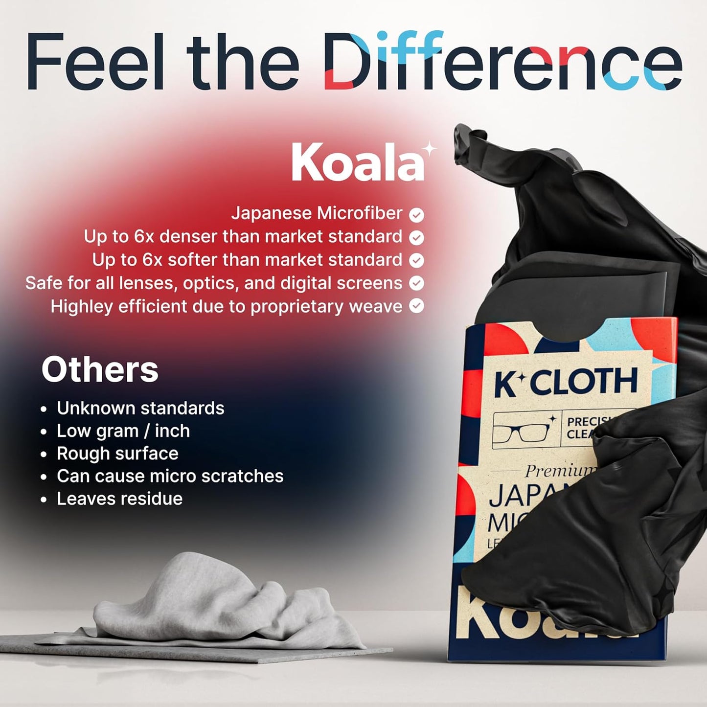 Koala Japanese Microfiber Lens Cleaning Cloth Pack of 6 – Premium Eyeglass, Camera, VR/AR Headset & Screen Cleaner Cloths Black & Green