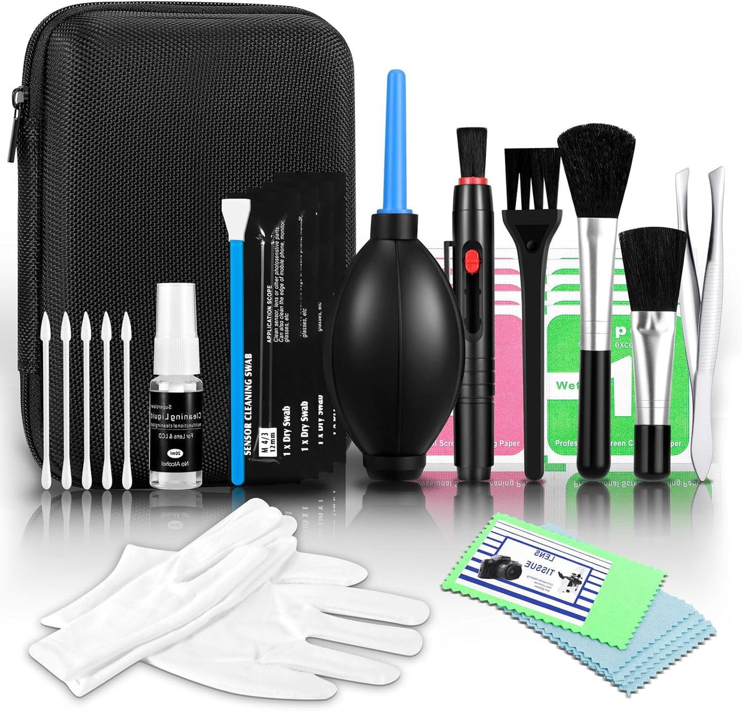 Professional Camera Cleaning Kit for DSLR & Mirrorless Cameras – Complete Lens & Sensor Cleaning Set with Lens Pen, Air Blower, Brush & Cleaning Solution