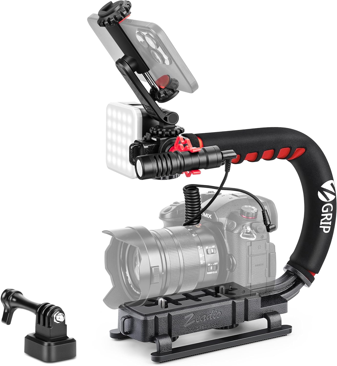 Zeadio Video Action Stabilizing Handle Grip Handheld Stabilizer with Cold-Shoe Mount for All DSLR Camera Camcorder