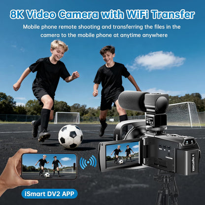 8K Vlogging Camera Camcorder WiFi 18X Zoom Night Vision